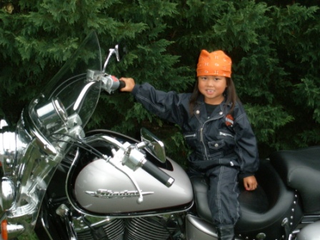 Kasen posing on the motorcycle